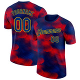 Custom Navy US Navy Blue Red-Gold Netherlands Abstract Pattern Performance T-Shirt