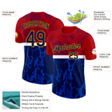Custom Red Navy Blue Black Gold-White Netherlands Splash Performance T-Shirt