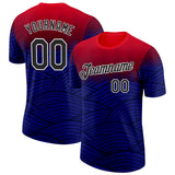 Custom Blue Black Red-White Netherlands Line Performance T-Shirt