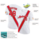 Custom White Fire Red-Black Canada Line Performance T-Shirt