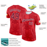 Custom Red Crimson-White Canada Geometric Shape Performance T-Shirt