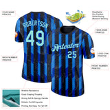 Custom Black Ice Blue-Thunder Blue Italy Stripe Performance T-Shirt