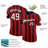 Custom Black White-Red Italy Stripe Performance T-Shirt