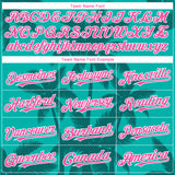 Custom Aqua Pink Teal-White Tropical Hawaii Palm Trees Authentic Baseball Jersey