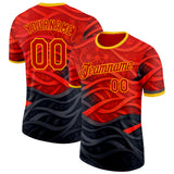 Custom Red Black-Yellow Belgium Performance T-Shirt