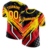 Custom Yellow Red Black-White Belgium Performance T-Shirt