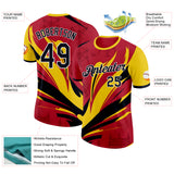 Custom Red Black Yellow-White Belgium Performance T-Shirt
