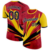Custom Red Black Yellow-White Belgium Performance T-Shirt