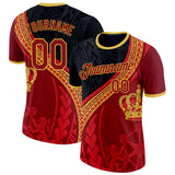 Custom Red Black-Yellow Belgium Performance T-Shirt