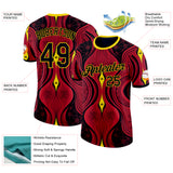 Custom Red Black-Yellow Belgium Performance T-Shirt