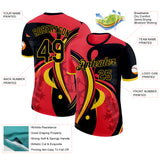 Custom Red Black-Yellow Belgium Abstract Performance T-Shirt
