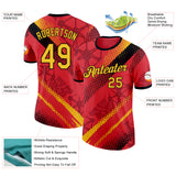 Custom Red Yellow-Black Belgium Polka Dot Performance T-Shirt