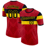 Custom Red Black-Yellow Belgium Performance T-Shirt