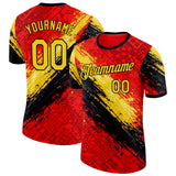 Custom Red Yellow-Black Belgium Splash Performance T-Shirt