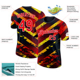 Custom Black Fire Red Yellow-White Germany Splash Performance T-Shirt