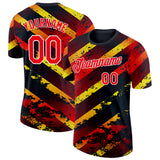Custom Black Fire Red Yellow-White Germany Splash Performance T-Shirt