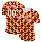 Custom White Fire Red Yellow-Black Germany Abstract Geometric Performance T-Shirt