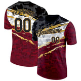 Custom Red Black Old Gold Gray-White Germany Splash Performance T-Shirt
