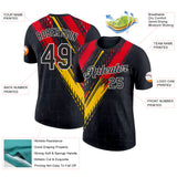 Custom Black Red Yellow-White Germany Splash Performance T-Shirt