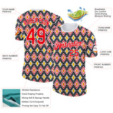 Custom White Fire Red Black-Yellow Germany Geometric Performance T-Shirt