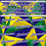 Custom Yellow Dark Purple Green-White Brazil Geometric Shape Performance T-Shirt