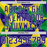 Custom Yellow Dark Purple Green-White Brazil Geometric Shape Performance T-Shirt