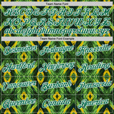 Custom Green Kelly Green Yellow Black-White Brazil Geometric Shape Performance T-Shirt