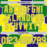 Custom Dark Purple Light Yellow Green-White Brazil Hexagons Geometric Shape Performance T-Shirt