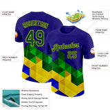 Custom Dark Purple Green-Light Yellow Brazil Triangle Geometric Shape Performance T-Shirt
