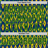 Custom Blue Green Yellow-Light Yellow Brazil Geometric Shape Performance T-Shirt