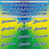 Custom Blue US Navy Blue Green Yellow-White Brazil Gradient Geometric Shape Performance T-Shirt