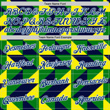 Custom Navy US Navy Blue Green Yellow-White Brazil Geometric Shape Performance T-Shirt