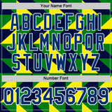 Custom Navy US Navy Blue Green Yellow-White Brazil Geometric Shape Performance T-Shirt