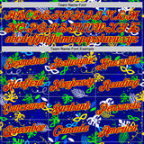 Custom Blue Red-Gold Brazil Tropical Leaves Performance T-Shirt