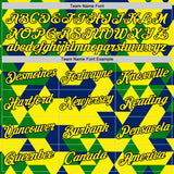 Custom Light Yellow Blue Green-Black Brazil Geometric Shape Performance T-Shirt