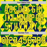 Custom Light Yellow Blue Green-Black Brazil Geometric Shape Performance T-Shirt