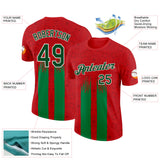 Custom Red Green-White Morocco Abstract Performance T-Shirt