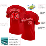 Custom Red Fire Red-White England Cross Performance T-Shirt