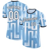 Custom Blue White-Black Argentina Geometric Shape Performance T-Shirt