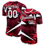 Custom Red White-Black Austria Geometric Line Performance T-Shirt