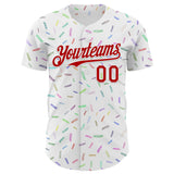 Custom White Red 3D Pattern Design Foodie Candy Sweets Authentic Baseball Jersey