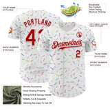 Custom White Red 3D Pattern Design Foodie Candy Sweets Authentic Baseball Jersey