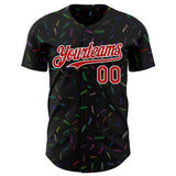 Custom Black Red-White 3D Pattern Design Foodie Candy Sweets Authentic Baseball Jersey
