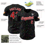 Custom Black Red-White 3D Pattern Design Foodie Candy Sweets Authentic Baseball Jersey