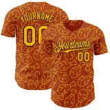 Custom Texas Orange Gold-Black 3D Pattern Design Foodie Fast Food Fried Chicken Authentic Baseball Jersey