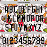 Custom White Black 3D Pattern Design Foodie Fast Food Doodles Authentic Baseball Jersey