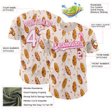 Custom Light Pink White-Pink 3D Pattern Design Foodie Asian Corndog Authentic Baseball Jersey