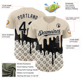 Custom Cream Black-White 3D Pattern Design Foodie Dripping Ice Cream Authentic Baseball Jersey