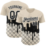 Custom Cream Black-White 3D Pattern Design Foodie Dripping Ice Cream Authentic Baseball Jersey