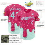 Custom Pink Ice Blue 3D Pattern Design Foodie Dripping Ice Cream Authentic Baseball Jersey